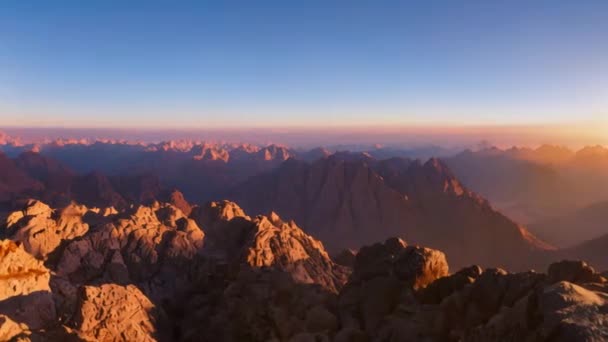 Fotografia Timelapse Panorama Background Mount Sinai Sinai Peninsula Egypt Amanhecer — Vídeo de Stock
