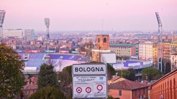 Bolonha Itália Fevereiro 2024 Estádio Bolonha Localizado Distrito Saragozza Cerca — Vídeo de Stock