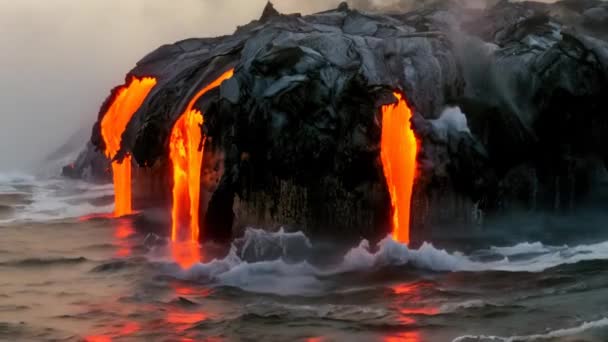 Вид Океан Вулкана Килауэа Острове Биг Айленд Гавайи Сша Активный — стоковое видео