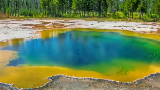 Spectaculaire Kleurrijke Afgrond Zwembad Het Westen Duim Geyser Basin Van — Stockvideo