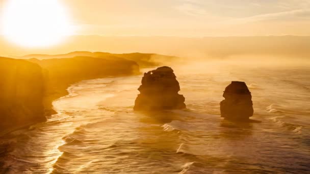 Видовищний Захід Сонця Гібсон Сходи Дванадцять Апостолів Національному Парку Порт — стокове відео