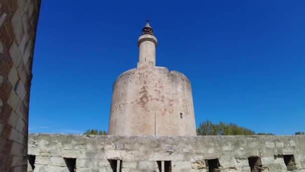 Majestic Tower Constance Blue Sky Aigues Mortes Provenza Francia Mostra — Video Stock