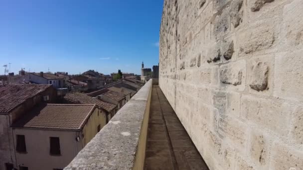 Panoramatický Pohled Aigues Mortes Historické Město Gard Regionu Provence Francii — Stock video