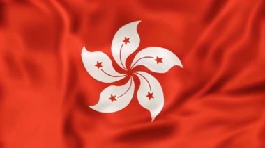 Hong Kong bayrağının dinamik el sallama efektli canlı görüntüsü. 3B illüstrasyon