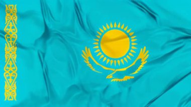 3d arka planda bayrak sallayarak Ulusal Kazakistan.