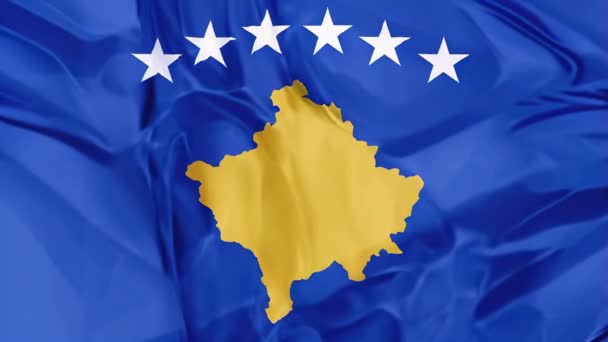 Εθνικό Κοσσυφοπέδιο Κυματίζει Σημαία Φόντο — Αρχείο Βίντεο