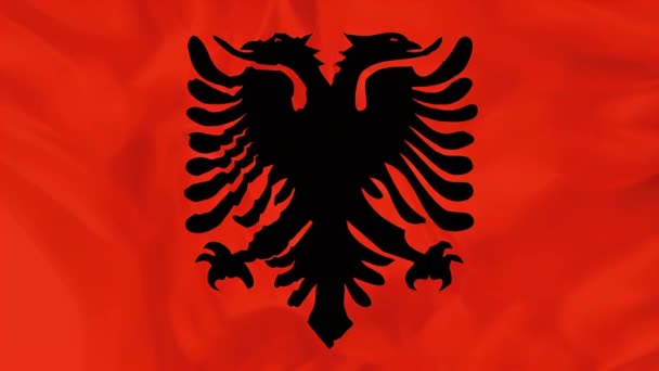 Bandera Nacional Albania Ondeando Fondo — Vídeos de Stock
