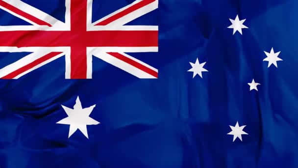 自豪地在风中飘扬着澳大利亚国旗的质感 展示了澳大利亚的民族象征 爱国主义和民族特性 3D插图 — 图库视频影像