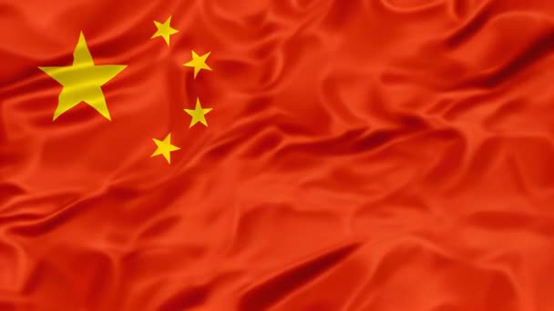 Die Chinesische Nationalflagge Mit Ikonischen Sternen Auf Einem Wallenden Seidenstoff — Stockvideo