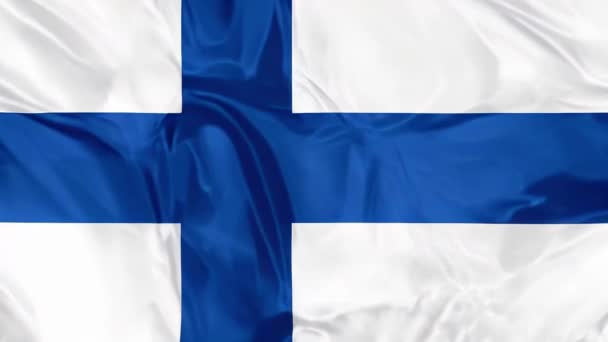 Majestatyczna Flaga Finlandzka Dumnie Machająca Reprezentująca Fińską Tożsamość Kulturę Jako — Wideo stockowe