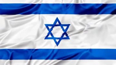 İsrail 'in mavi ve beyaz bayrağı, ulusal bir sembol ve İsrail vatanseverliğinin sembolü ve ulusal gururu, Orta Doğu' da bağımsızlığı ve bağımsızlığı kutluyor. 3B illüstrasyon