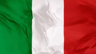 Üç renkli yeşil, beyaz ve kırmızı kumaş dalgasıyla İtalyan bayrağını sallayarak ulusal gurur ve İtalyan kimliğini kültürel bir simge olarak temsil ediyor. 3B illüstrasyon