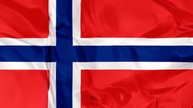 Norveç milli gururunun vatansever kutlaması: İskandinav haçı ile sallanan kırmızı, mavi ve beyaz bayrak bağımsızlık ve kültürel kimliği simgeliyor. 3B illüstrasyon