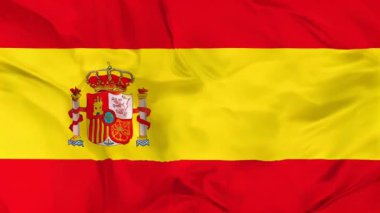 İspanya bayrağının parlak ipek kumaşı ulusal gururu sembolize ediyor. 3B illüstrasyon