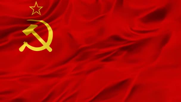Vibrante Bandera Soviética Roja Ondeando Con Emblema Martillo Hoz Símbolo — Vídeos de Stock