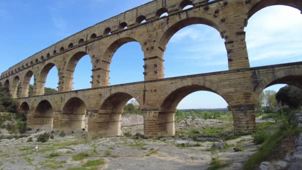 Panorama Mozzafiato Dello Storico Pont Gard Patrimonio Mondiale Dell Unesco — Video Stock