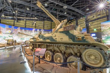 Royal Tank Museum, Amman, Ürdün - 4 Mayıs 2024: 1950 'lerden kalma Amerikan M42 Duster, Ürdün' deki Royal Tank Müzesinde sergilendi.