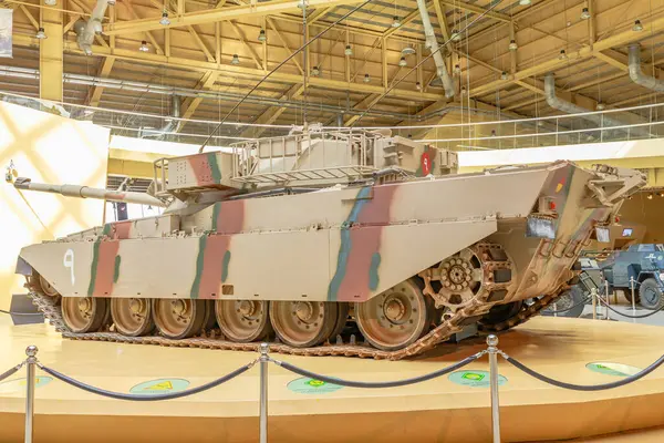 stock image Royal Tank Museum, Amman, Jordan - May 4, 2024: British Chieftain V tank, historically significant and wellpreserved, exhibited at the prestigious Royal Tank Museum in Jordan
