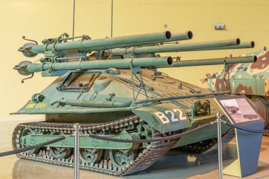 Royal Tank Museum, Amman, Ürdün - 4 Mayıs 2024: 1960 'larda Ürdün' deki Royal Tank Müzesi 'nde sergilenen Amerikan M50 Ontos