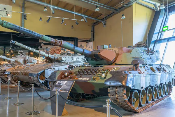 stock image Amman, Jordan - May 4, 2024: 1960s German Leopard 1 tank, symbol of precision and agility, featuring a formidable 105mm gun and sleek design, revolutionizing armored warfare.