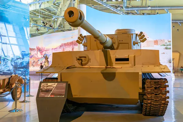 Stock image Royal Tank Museum, Amman, Jordan - May 4, 2024: Historical Tiger 1 tank of Nazi Germany's Wehrmacht on display at the Royal Tank Museum in Jordan, showcasing military heritage