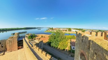 AERIAL view of The Smederevo Fortress, commanding the Danube in Serbia, provides a sweeping view of Smederevo. It is recognized as a National Monument of Exceptional Cultural Importance of Serbia. clipart