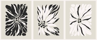 Soyut moda çiçekli afiş Y2K. Modern trend minimalist tarzı. Duvar kağıdı, duvar dekoru, kumaş, kartpostal, kapak, şablon, pankart için el çizimi.