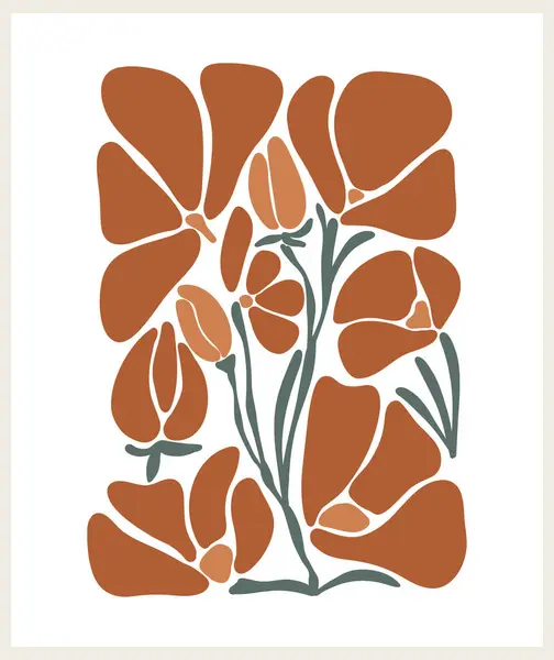 Plakat Kwiaciarni Zestaw Druku Modne Abstrakcyjne Botaniczne Sztuki Ścienne Kwiatowym — Wektor stockowy