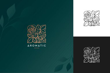 El ilanı, çiçekçi ya da güzellik için soyut zarif bir logo tasarımı