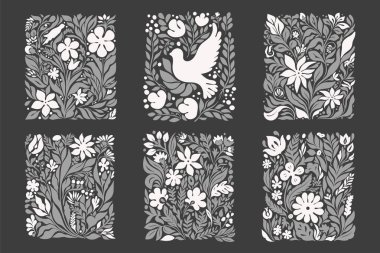 Soyut harika Y2K arkaplan seti. Moda retro-psychedelic 2000 tarzı taşıyıcı posterleri. Estetik hippi. Şirin kız tasarımı.