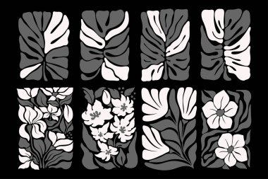 El çizimi vektör çizimi. Halk çizimi çiçekli harika 2000 'lik set. Moda retro-psychedelic 2000 tarzı taşıyıcı posterleri. Estetik hippi. Şirin kız tasarımı.