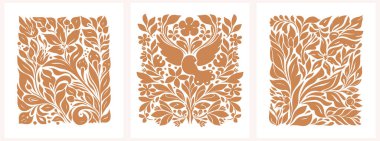 El çizimi vektör çizimi. Halk çizimi çiçekli harika 2000 'lik set. Moda retro-psychedelic 2000 tarzı taşıyıcı posterleri. Estetik hippi. Şirin kız tasarımı.