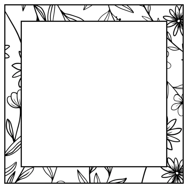 Flower Floral Leaves Square Frame — Stock Vector