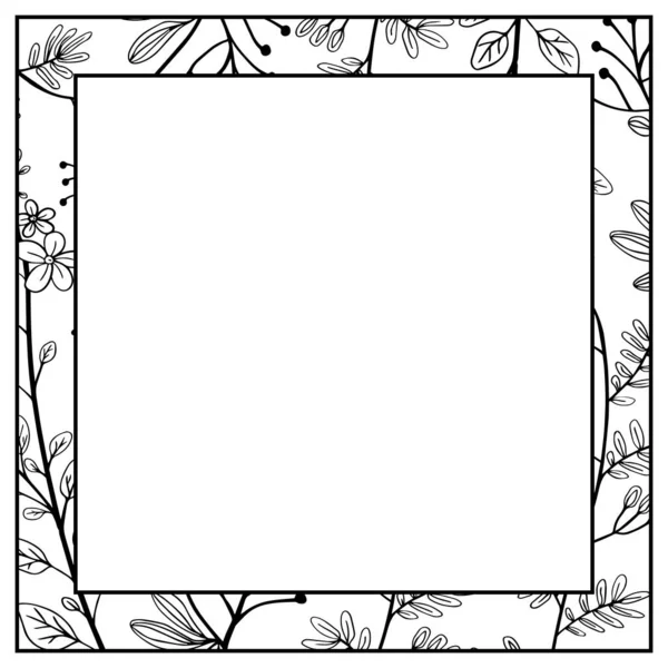 Flower Floral Leaves Square Frame — Stock Vector