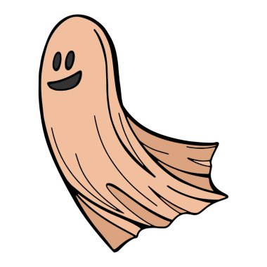 Cadılar Bayramı için komik Korkunç Hayalet Canavarı. Uçan bez hayalet. Tatlı çizgi film, ürkütücü karakter.