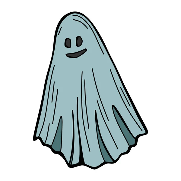 Carino Personaggio Inquietante Cartone Animato Buffo Mostro Fantasma Spaventoso Halloween — Vettoriale Stock