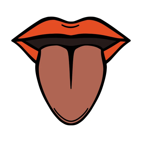 Mouth Tongue Lips Icon Vector Illustration — Stock Vector