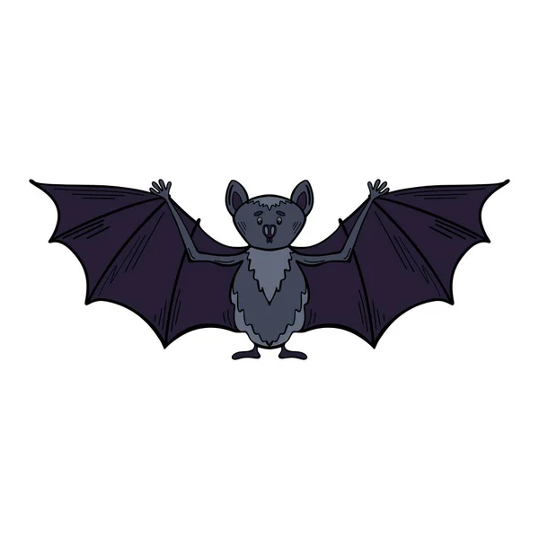 Morcego Desenhos Animados Morcego Halloween Vetor Desenhado Mão — Vetor de Stock