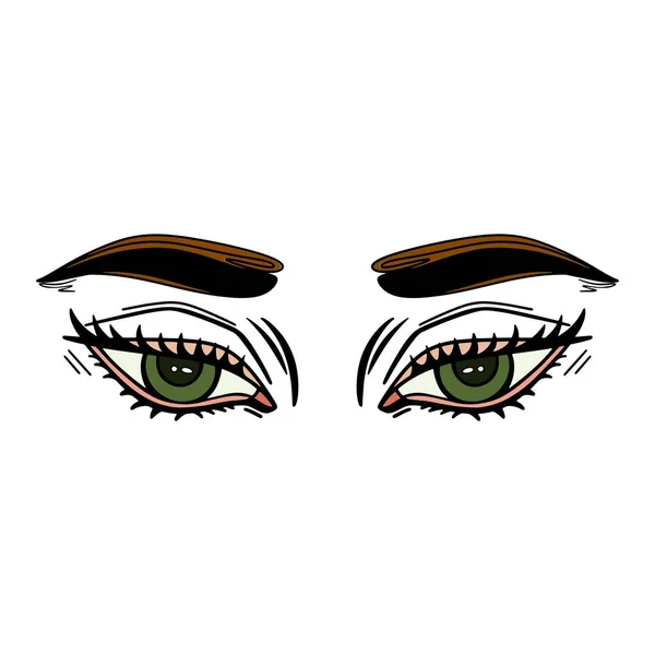 Ręcznie Rysowane Oczy Kobiety Brwiami Kobiecy Obraz Halloween Ilustracja Wektor — Wektor stockowy