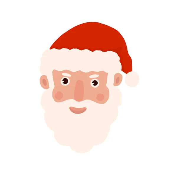 有趣的圣诞老人戴着一顶红色羊毛帽子 手绘了一个可爱的圣诞老人的画像 圣诞贺卡 — 图库照片