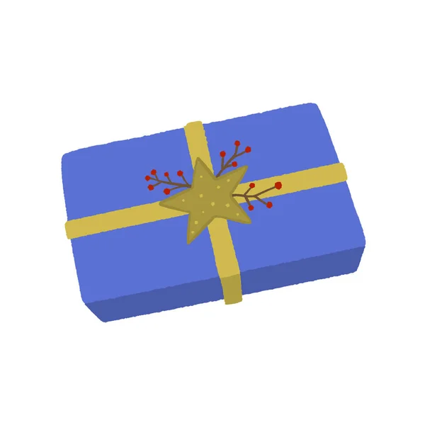 Gift Box Christmas Decorations Tied Ribbon Hand Drawn Illustration Gift — Stock Photo, Image