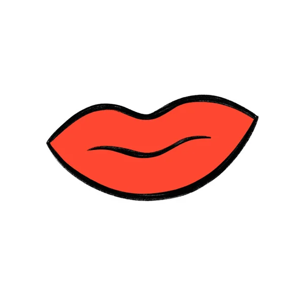 Doodle Red Lips Valentine Day Hand Drawn Illustration Card Poster — Foto Stock
