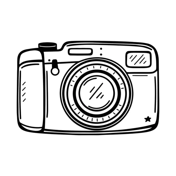 Doodle Icon Photo Camera Shooting Equipment Digital Technology Hand Drawn — Vettoriale Stock