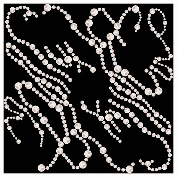 Чорний Фон Білий Маленький Великий Перлинний Візерунок Дизайн Шарфа — стокове фото