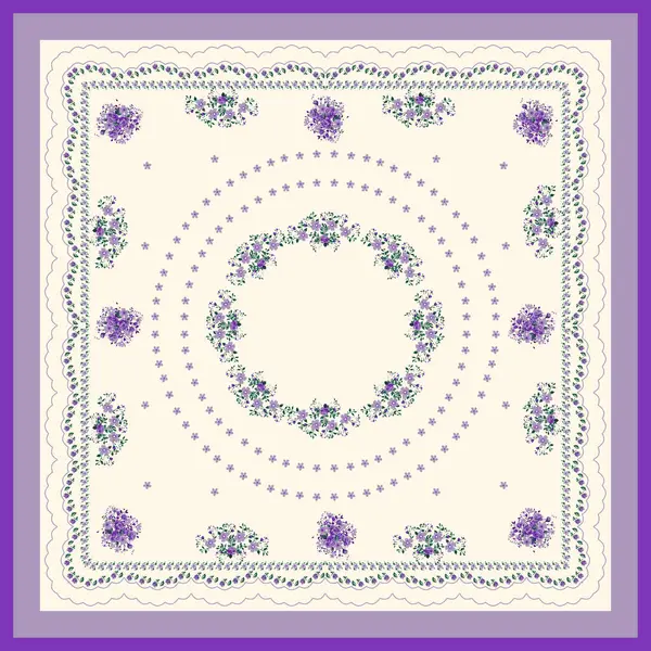 軽い背景 紫色の小さい花 スカーフ パターンの設計 — ストック写真