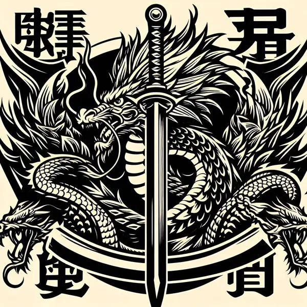 Dragon Sword Logo — Stock Vector
