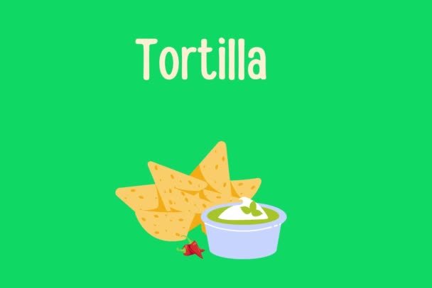 National Tortilla Chip Day Animated Short Video Green Screen Transparent — Wideo stockowe