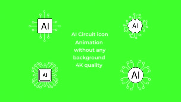 Hoogwaardige Circuit Icon Animation Transparante Achtergrond Gratis Technologie Iconen Voor — Stockvideo