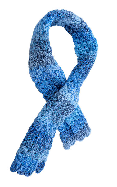 Warm winter scarf on a white background. Handmade.