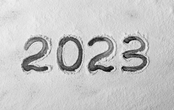Los Números 2023 Están Escritos Nieve — Foto de Stock